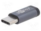 Adapter; OTG,USB 2.0; USB B micro socket,USB C plug; grey Goobay