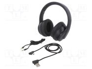 Wireless headphones with microphone; black; 20÷22000Hz; 10m; 32Ω QOLTEC