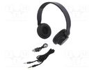 Wireless headphones with microphone; black; 20÷22000Hz; 10m; 32Ω QOLTEC