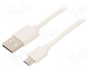 Cable; USB 2.0; USB A plug,USB B micro plug; 0.5m; white Goobay