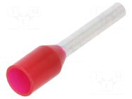 Tip: bootlace ferrule; insulated; 1mm2; 10mm; tinned; crimped; red WAGO
