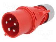 Connector: AC supply 3-phase; plug; male; 32A; 400VAC; Shark; IP44 PCE