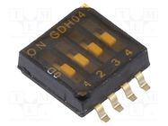 Switch: DIP-SWITCH; Poles number: 4; OFF-ON; 0.1A/50VDC; Pos: 2 TE Connectivity