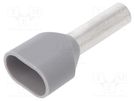 Tip: bootlace ferrule; insulated,double; 4mm2; 12mm; tinned; grey WAGO