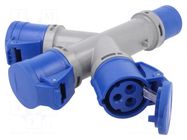 Connector: AC supply; splitter; male/female; 16A; 230VAC; IP44 PCE