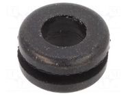 Grommet; Ømount.hole: 11.1mm; Øhole: 7.92mm; rubber; black KEYSTONE