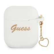 Guess GUA2LSCHSH AirPods 1/2 cover white/white Silicone Charm Heart Collection, Guess