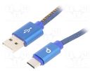 Cable; USB 2.0; USB A plug,USB C plug; gold-plated; 1m; blue GEMBIRD