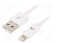 Cable; USB 2.0; Apple Lightning plug,USB A plug; gold-plated; 1m GEMBIRD