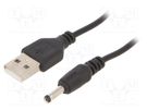Cable; USB A plug,DC 3,5/1,35 plug; black; 1.8m GEMBIRD