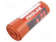 Trash bags; polyetylene LD; red; 120l; 10pcs. PROLINE