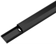 Half-Round Aluminium Cable Duct, black - black 1100x33x18mm