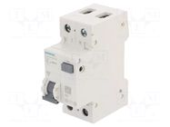 RCBO breaker; Inom: 16A; Ires: 30mA; Poles: 1+N; 230/400VAC; IP20 SIEMENS