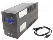 Power supply: UPS; 600W; 1kVA; 230V; 286x100x144mm; 9Ah; Ubatt: 12V QOLTEC