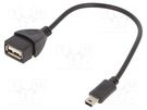 Cable; USB 2.0; USB A socket,USB B mini plug; 0.15m; black; PVC GEMBIRD