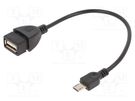 Cable; USB 2.0; USB A socket,USB B micro plug; 0.15m; black; PVC GEMBIRD