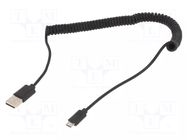 Cable; coiled,USB 2.0; USB A plug,USB B micro plug; gold-plated GEMBIRD