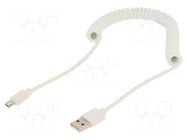 Cable; coiled,USB 2.0; USB A plug,USB B micro plug; gold-plated GEMBIRD