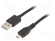 Cable; USB 2.0; USB A plug,USB B micro plug; gold-plated; 1m GEMBIRD