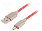 Cable; USB 2.0; USB A plug,USB B micro plug; gold-plated; 1m; red GEMBIRD