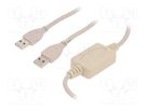 Cable; USB 2.0; USB A plug,both sides; 1.8m; white; 480Mbps GEMBIRD