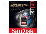 Memory card; Extreme Pro; SDHC; R: 100MB/s; W: 90MB/s; UHS I U3 V30 SANDISK