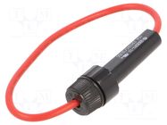 Fuse holder; 6.3x32mm; Imax: 15A; Leads: cables; 14AWG; 250VAC OPTIFUSE