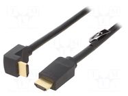 Cable; HDMI plug,HDMI plug 90°; PVC; 3m; black; HDMI 2.0; 30AWG VENTION