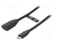 Cable; HDMI socket,mini HDMI plug; PVC; HDMI 1.4; 1m; black; 30AWG VENTION