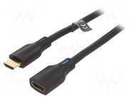 Cable; HDMI socket,HDMI plug; PVC; HDMI 2.1; 1m; black; 28AWG VENTION