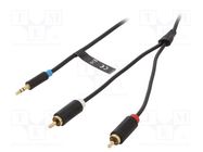 Cable; Jack 3.5mm plug,RCA plug x2; 5m; Plating: gold-plated VENTION