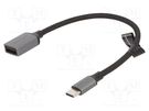 Cable; USB 2.0; USB A socket,USB C plug; nickel plated; 0.15m VENTION