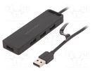 Hub USB; USB A socket x4,USB A plug; USB 3.0; PnP; black; 5Gbps VENTION