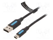 Cable; USB 2.0; USB A plug,USB B mini plug; nickel plated; 0.25m VENTION