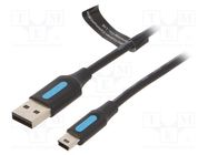 Cable; USB 2.0; USB A plug,USB B mini plug; nickel plated; 3m VENTION