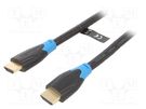 Cable; HDMI 2.0; HDMI plug,both sides; PVC; 2m; black; 28AWG,30AWG VENTION