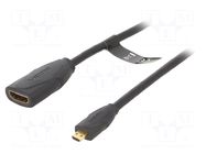 Cable; HDMI socket,micro HDMI plug; PVC; HDMI 2.0; 1m; black VENTION
