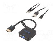 Converter; 0.15m; HDMI 1.4; Support: 3D,Full HD 1080p; black VENTION