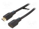 Cable; HDMI 2.1; HDMI socket,HDMI plug; PVC; 2m; black; 28AWG VENTION