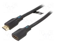 Cable; HDMI socket,HDMI plug; PVC; HDMI 2.1; 2m; black; 28AWG VENTION