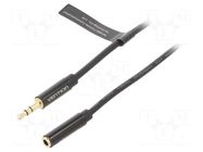 Cable; Jack 3.5mm 3pin socket,Jack 3.5mm 3pin plug; 1.5m; black VENTION