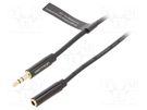 Cable; Jack 3.5mm socket,Jack 3.5mm plug; 2m; black; PVC VENTION