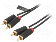 Cable; RCA plug x2,both sides; 1m; Plating: gold-plated; black VENTION