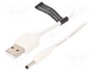 Cable; USB A plug,DC 3,5/1,35 plug; white; 0.5m; Core: Cu VENTION