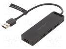 Hub USB; USB A socket x4,USB A plug; USB 2.0; PnP; black; 480Mbps VENTION