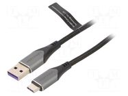 Cable; USB 2.0; USB A plug,USB C plug; nickel plated; 0.5m; black VENTION