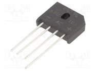 Bridge rectifier: single-phase; Urmax: 600V; If: 10A; Ifsm: 200A DC COMPONENTS