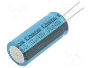 Capacitor: electrolytic; THT; 100uF; 400VDC; Ø18x40mm; Pitch: 7.5mm CHANGZHOU HUAWEI ELECTRONIC