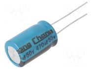 Capacitor: electrolytic; THT; 470uF; 50VDC; Ø12.5x20mm; Pitch: 5mm CHANGZHOU HUAWEI ELECTRONIC