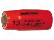 Socket; 6-angles,insulated,socket spanner; HEX 13mm; 1/2" BERNSTEIN